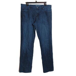 GAP Real Straight Fit Jeans Womens 14/32 Dark Wash Mid Rise Stretch Denim